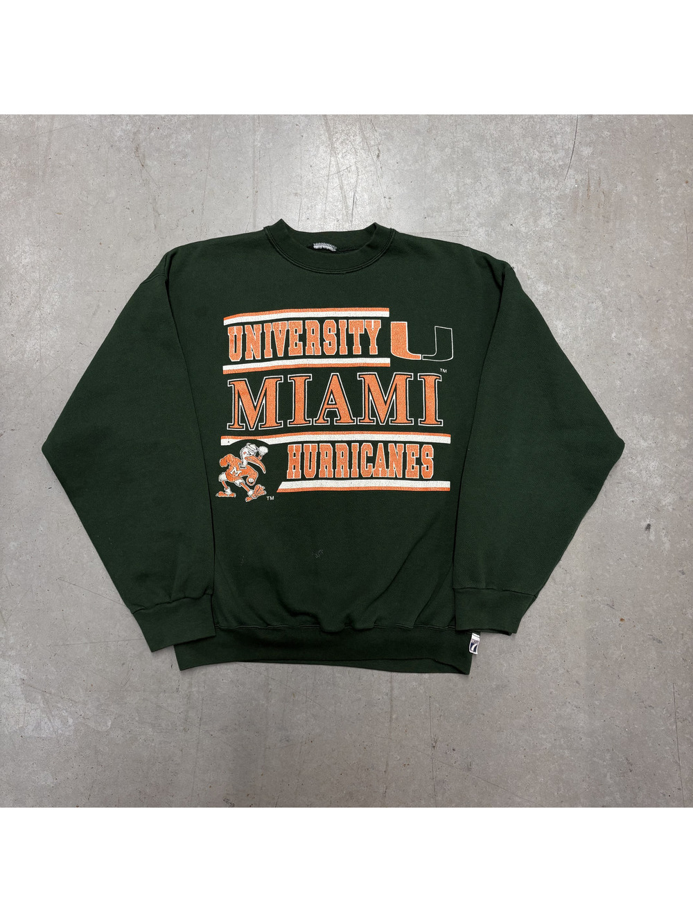 Vintage 90s Miami Hurricanes Logo 7 Graohic Sweatshirt Large Green